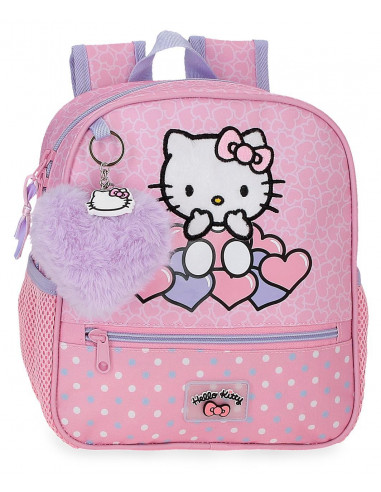 MOCHILA ADAP.25CM.HELLO KITTY HEARTS  DOTS